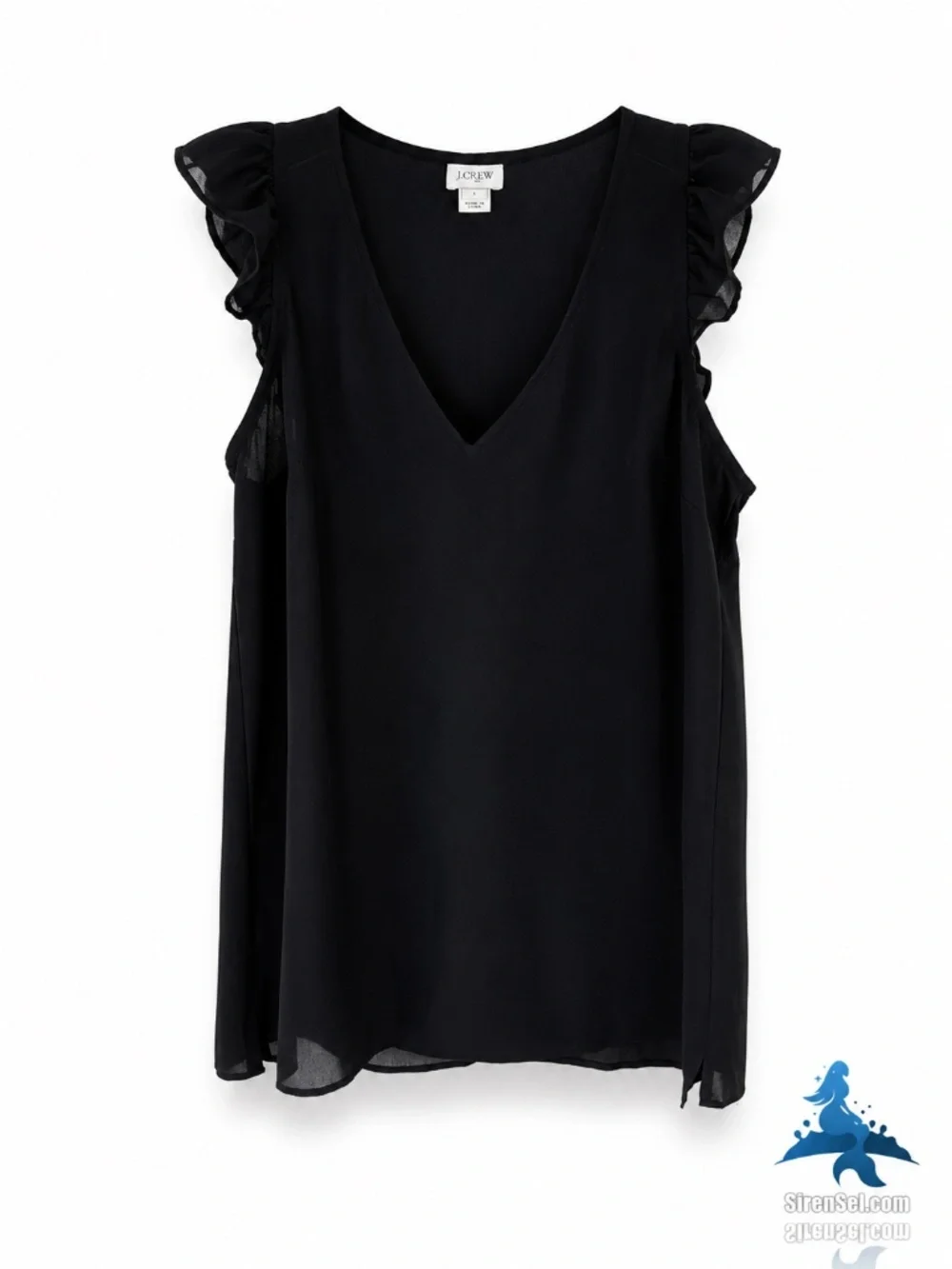 1275 J.Crew Ruffle Sleeve V-Neck Blouse – 2 – Black